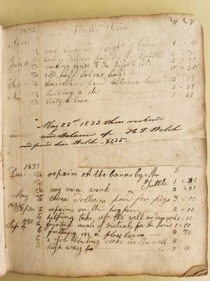 Recipe Book, Pasted Over Account Book, 1820s-30s